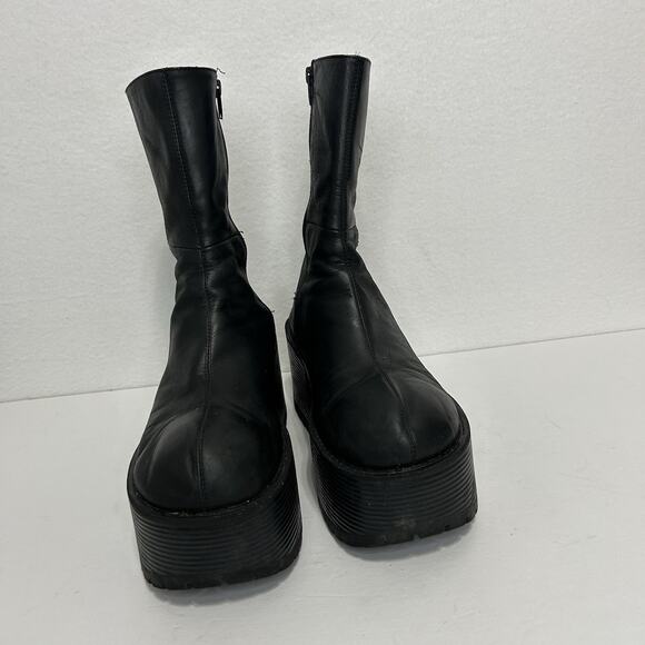 UNIF Parker Chunky Platform Black Leather Boots Sz 10 Dark Academia Goth Grunge - Picture 2 of 9